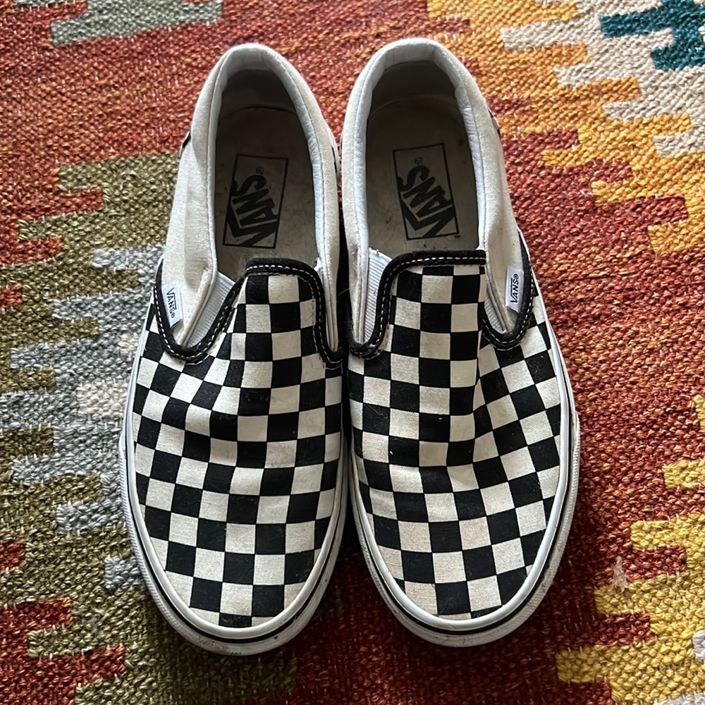 Vans Black and White Checkered Slip-Ons Size 8